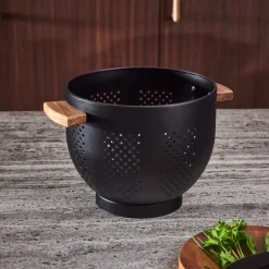 ACACIA LUX Scolapasta Nero, Naturale|CASA Clearance