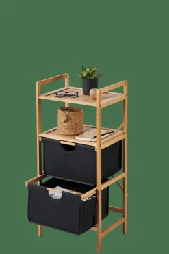 BAMBOO Mobile Con 2 Cassetti Nero, Naturale|CASA Outlet