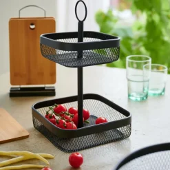 BLACK LUNAR Cesto Ovale 2 Pezzi Nero|CASA Outlet