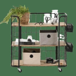 OSLO Carrello 3 Mensole Nero, Naturale|CASA Outlet