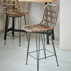 SUMATRA Sedia Da Bar Nero, Naturale|CASA Best