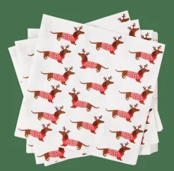 X-MAS DOG Set Di 20 Tovaglioli Multicolore|CASA New
