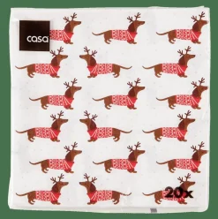 X-MAS DOG Set Di 20 Tovaglioli Multicolore|CASA New