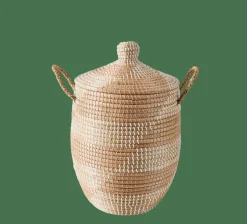 YASMINE Cesto Deluxe Con Coperchio Bianco, Naturale|CASA Outlet